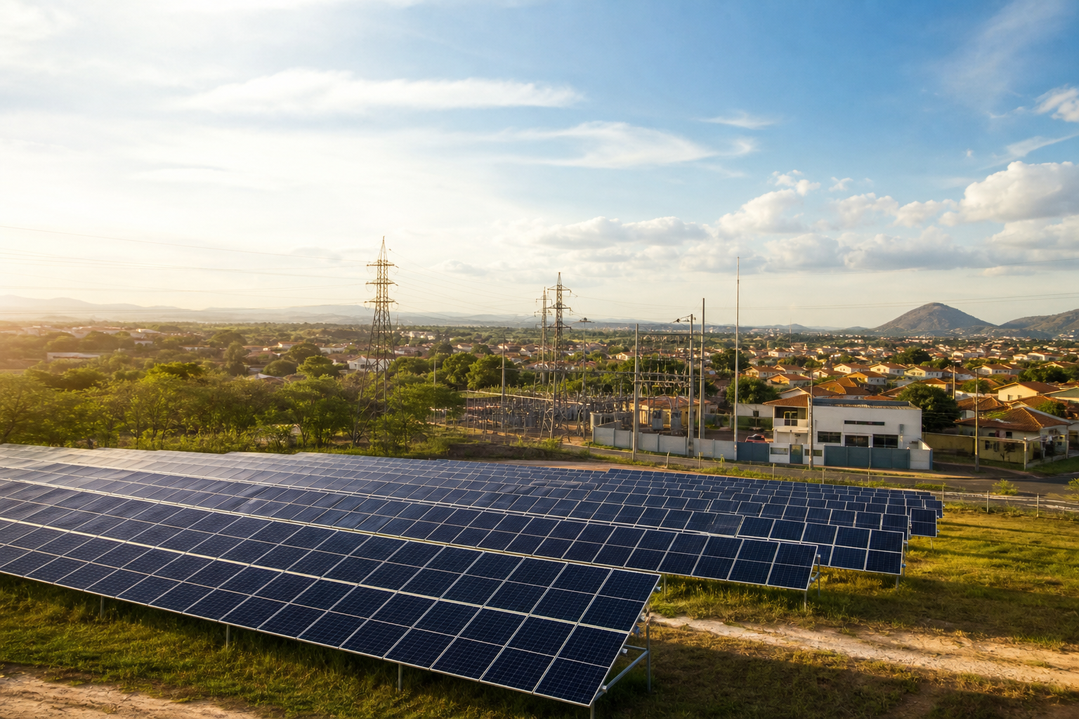 Fazenda solar conectada à rede elétrica